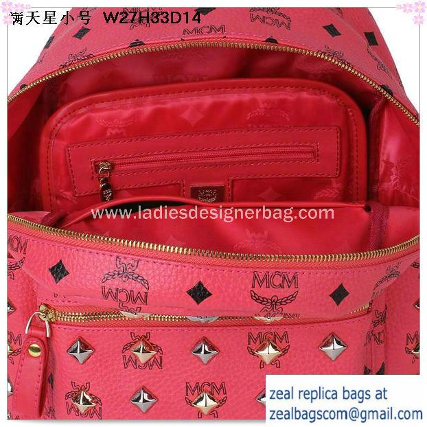 High Quality Replica MCM Stark Studded Small Backpack MC2089S Light Red